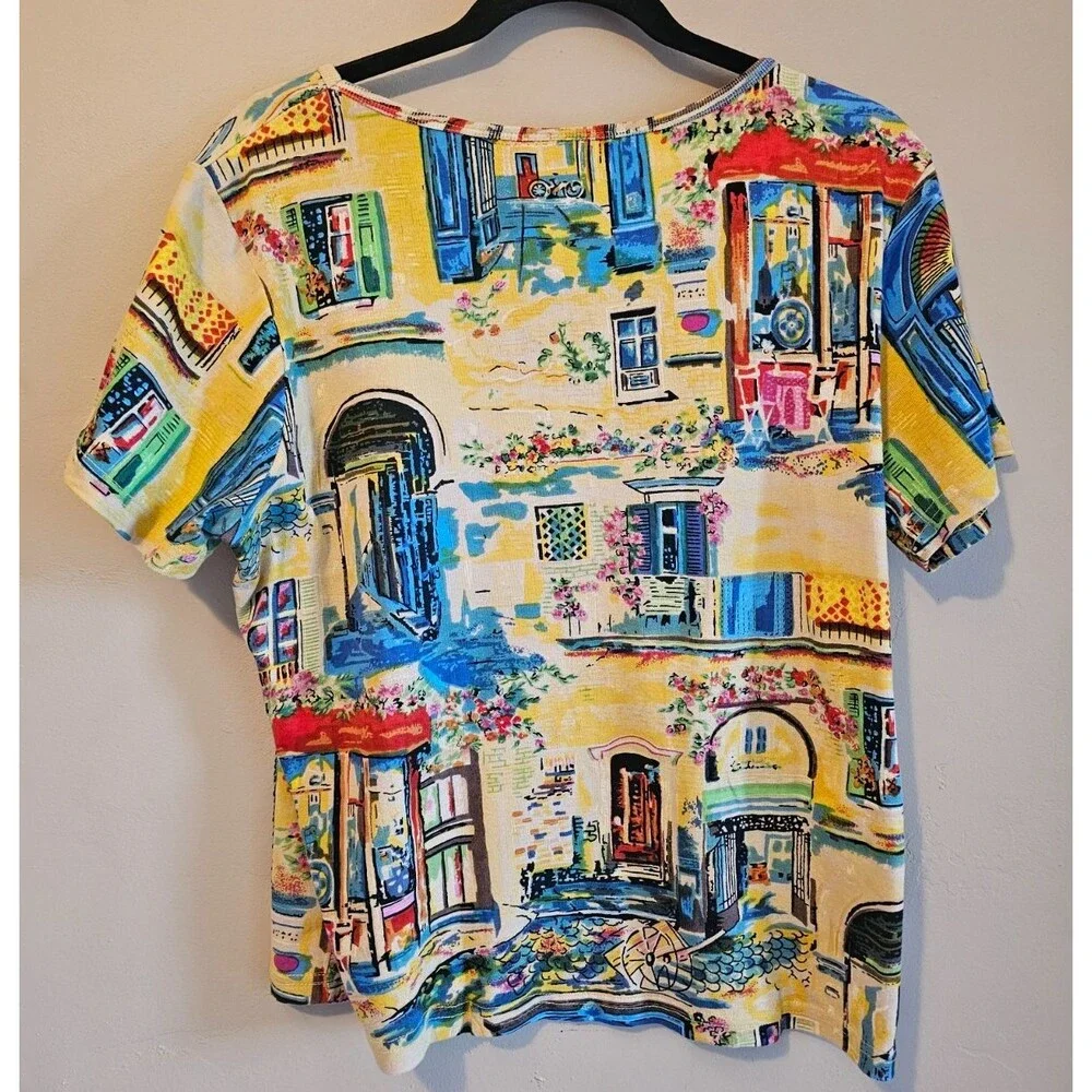 XL Take Two Embellished Graphic, European city scene, yellow, short sleeve - Picture 3 of 4